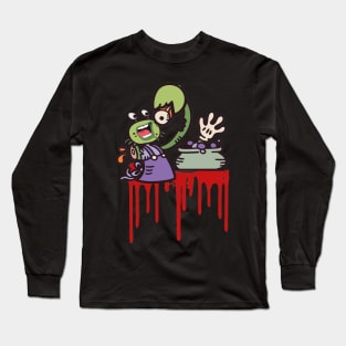 Cancer crab zodiac horror funny blood green Long Sleeve T-Shirt